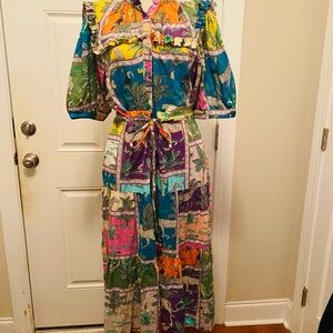 Bohemian Animal Print Midi Dress in Multicolor